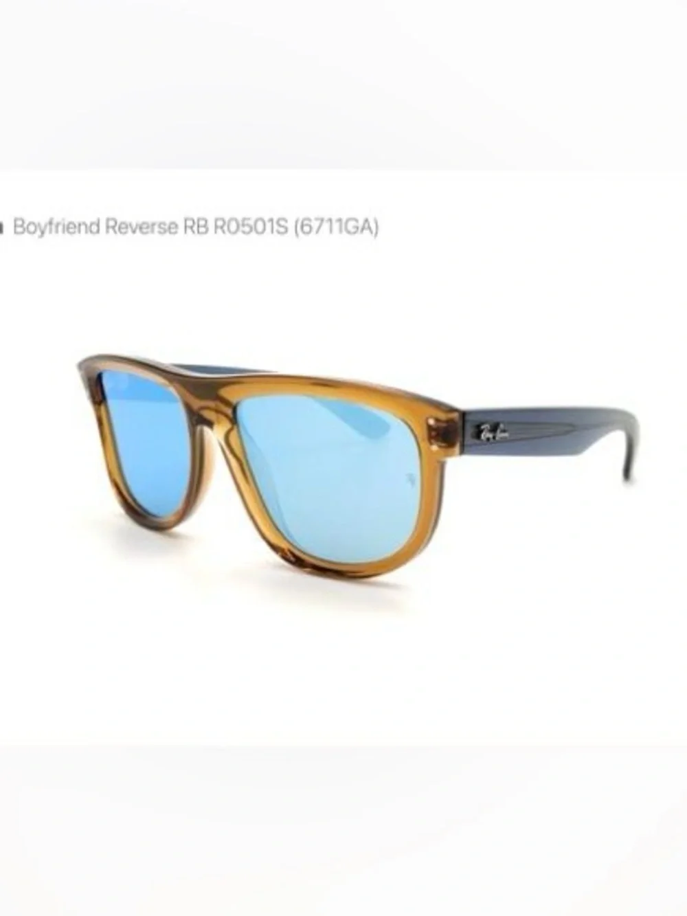 New Ray Ban Boyfriend Reverse Sunglasses Polished Transparent Camel Brown